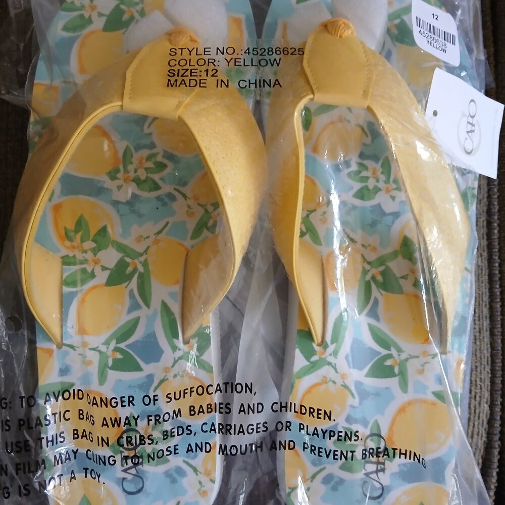 Cato Women's Lemon Sequin Flip Flops - NWT